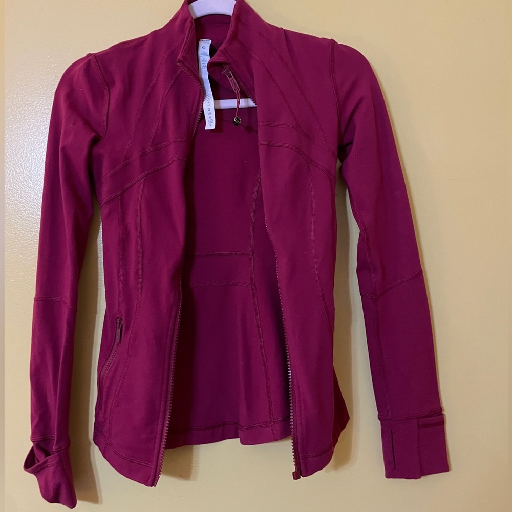 lululemon new define jacket. 
Color pomegranate